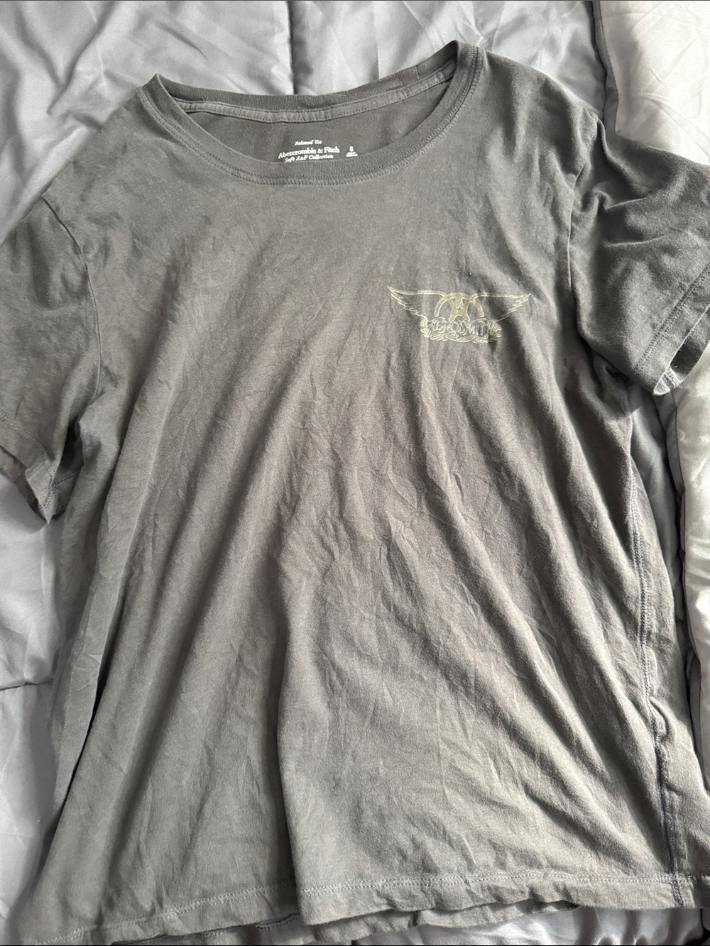 Abercrombie & Fitch Olive Gray Short Sleeve Tee with Small Chest Graphic